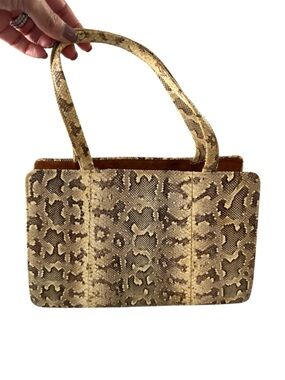 Vintage Snakeskin Leather Shoulder Bag - Made in India